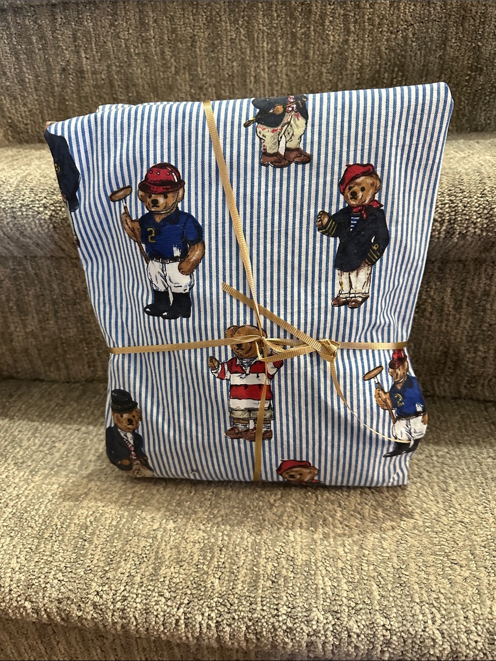 Ralph Lauren iconic teddy bear twin fitted sheet.